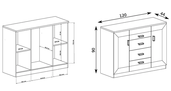 Komoda ACHAO 1 2D4S, dub lefkas