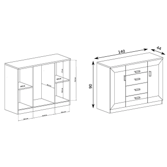 Komoda ACHAO 2 2D4S, dub lefkas