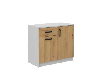 Komoda AGEPSTA 2D1S, světle šedá/dub artisan