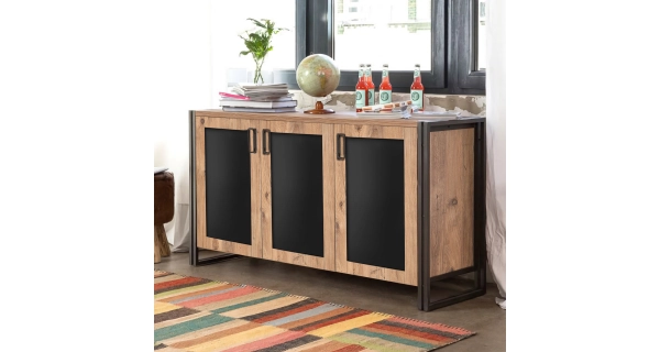 Komoda AGUJA 3D, atlantská borovice/černá