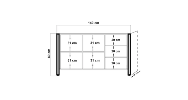 Komoda AGUJA 3D, atlantská borovice/černá