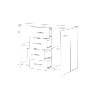 Komoda ALVA 03, dub sonoma/bílá