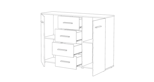 Komoda ALVA 03, dub sonoma/bílá