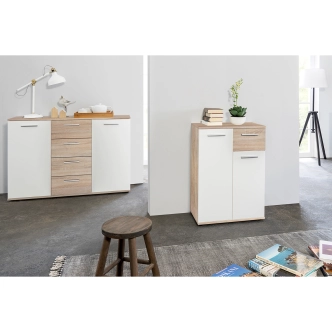 Komoda ALVIS 2, dub sonoma/bílá