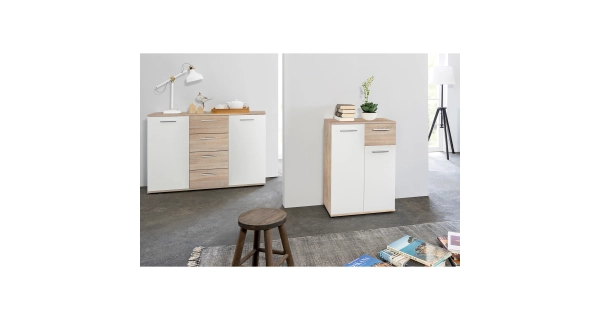 Komoda ALVIS 2, dub sonoma/bílá