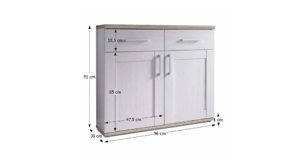 Komoda ANGELIT, bílá/dub sanremo