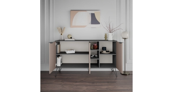 Komoda ANIMAL, antracit/světle hnědá