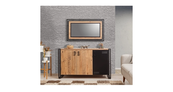 Komoda ANSWER 140 cm, atlantská borovice/černá