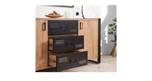 Komoda ANSWER 160 cm, atlantská borovice/černá