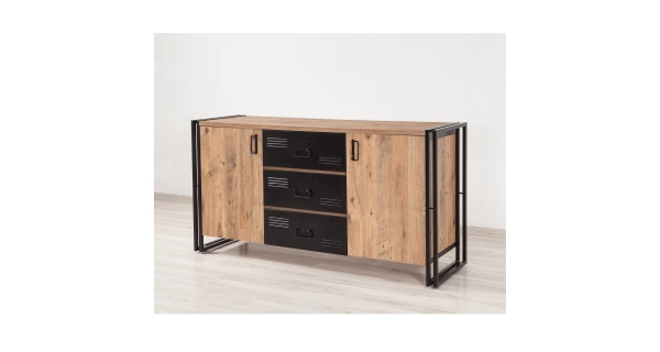 Komoda ANSWER 160 cm, atlantská borovice/černá