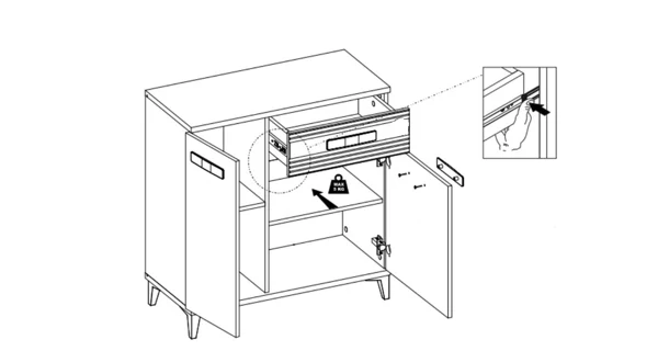 Komoda ANTIOPE 2D1S, dub craft zlatý/bílá alpský lesk 