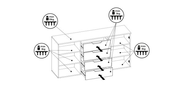 Komoda APPALACH 2D4S, bílá/bílý lesk