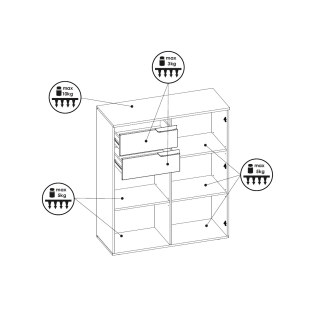 Komoda APPALACH, bílá/bílý lesk