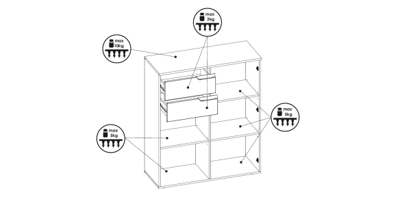 Komoda APPALACH, bílá/bílý lesk