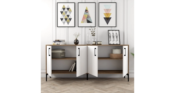 Komoda BARNEY, vlašský ořech/bílá