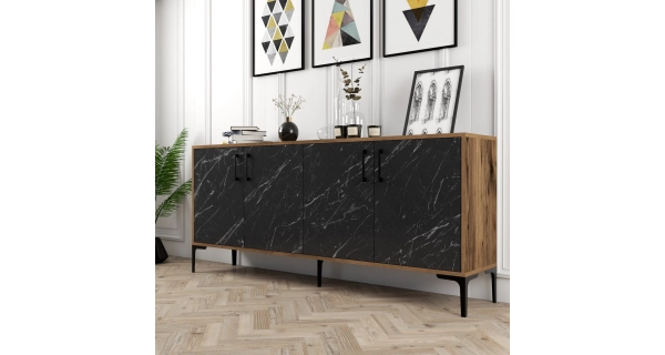 Komoda BARNEY, vlašský ořech/černá