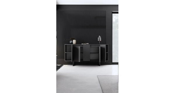 Komoda BILLY, antracit/černá