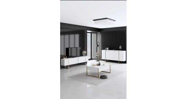 Komoda BILLY, bílá/zlatá