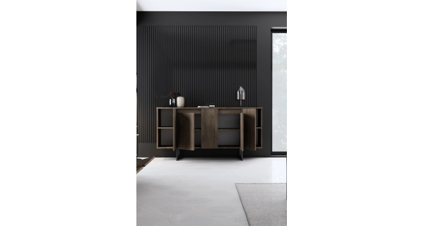 Komoda BILLY, vlašský ořech/černá