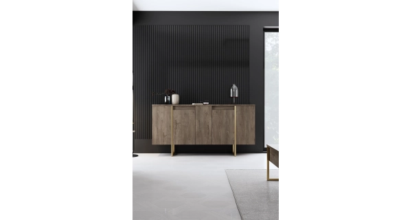 Komoda BILLY, vlašský ořech/zlatá