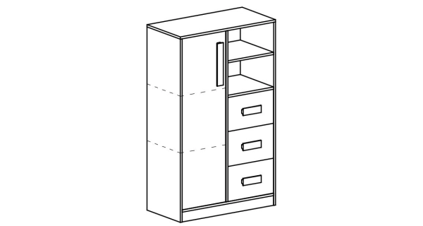Komoda BLOURT 1D3S, bílá/šedý lesk