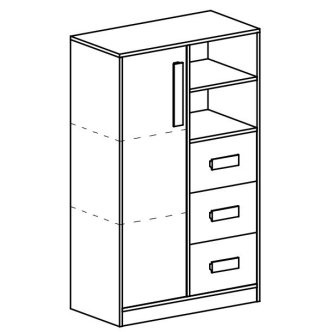 Komoda BLOURT 1D3S, bílá/tyrkys lesk