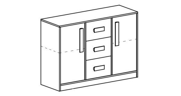 Komoda BLOURT 2D3S, bílá/šedý lesk