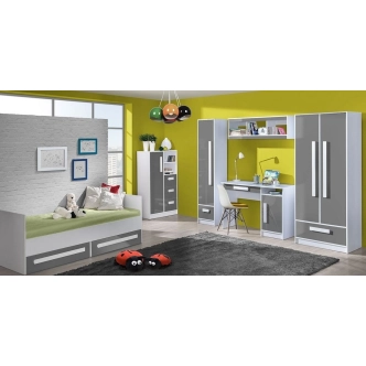 Komoda BLOURT 3D, bílá/šedý lesk