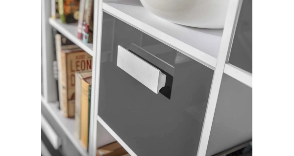 Komoda BLOURT 3D, bílá/šedý lesk