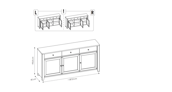 Komoda BOGUTA 3D3S, jackson hickory/amadeus 