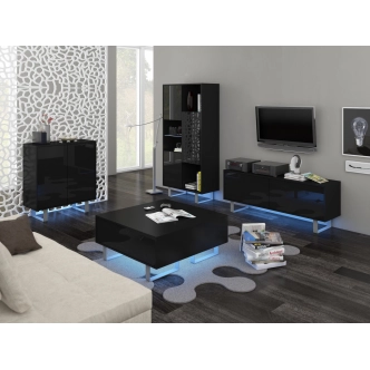 Komoda BOKARO 4, černá/černý lesk, 5 let záruka