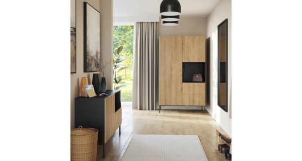 Komoda BOLSENA 120, černý mat/dub artisan