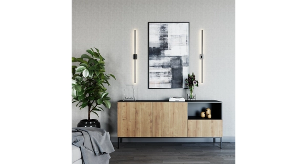 Komoda BOLSENA 180, černý mat/dub artisan