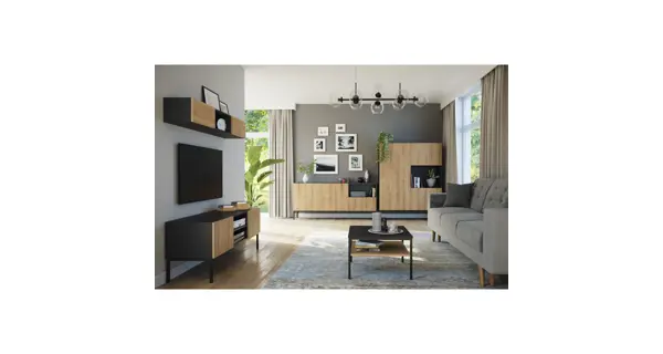 Komoda BOLSENA 180, černý mat/dub artisan