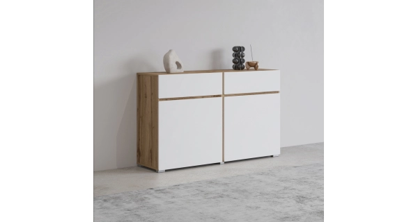 Komoda BONIFACIO 2D2S, dub wotan/bílá