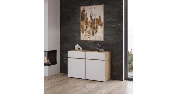 Komoda BONIFACIO 2D2S, dub wotan/bílá