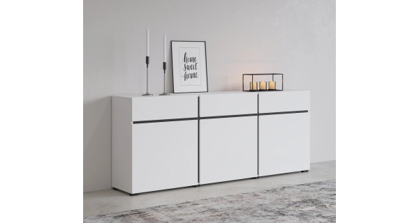 Komoda BONIFACIO 3D3S, bílá/černá