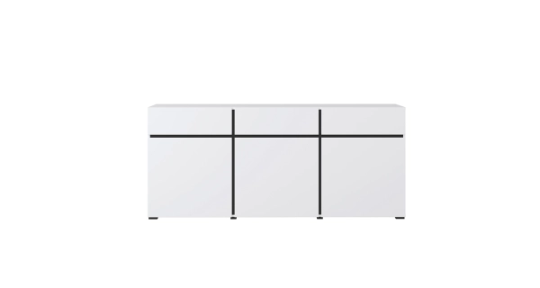 Komoda BONIFACIO 3D3S, bílá/černá