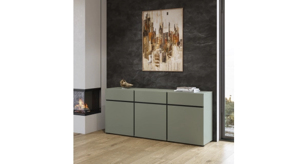 Komoda BONIFACIO 3D3S, zelená/černá