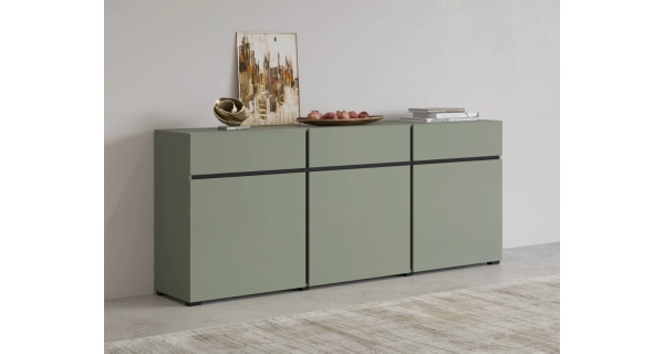Komoda BONIFACIO 3D3S, zelená/černá