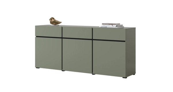 Komoda BONIFACIO 3D3S, zelená/černá