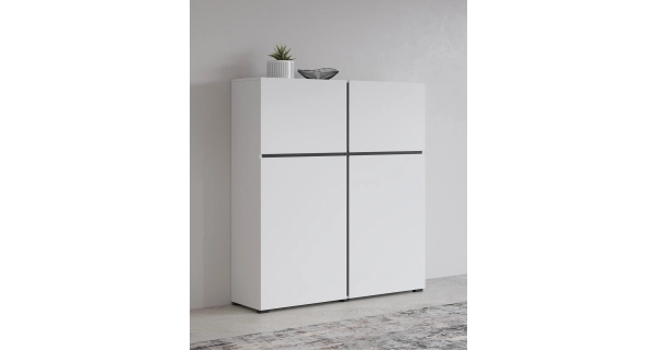 Komoda BONIFACIO 4D, bílá/černá