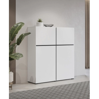 Komoda BONIFACIO 4D, bílá/černá