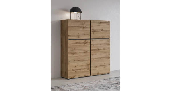 Komoda BONIFACIO 4D, dub wotan/černá