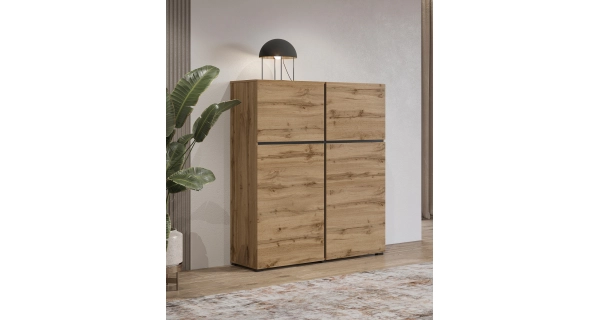 Komoda BONIFACIO 4D, dub wotan/černá