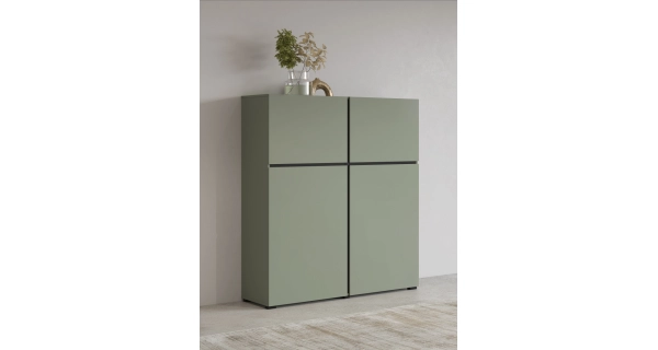 Komoda BONIFACIO 4D, zelená/černá
