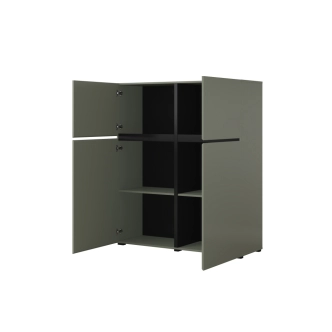 Komoda BONIFACIO 4D, zelená/černá