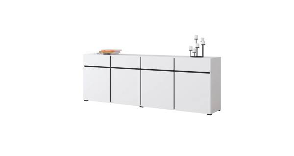 Komoda BONIFACIO 4D4S, bílá/černá