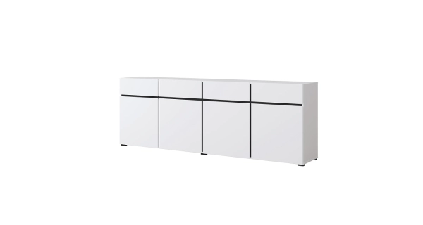 Komoda BONIFACIO 4D4S, bílá/černá