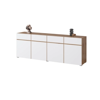 Komoda BONIFACIO 4D4S, dub wotan/bílá